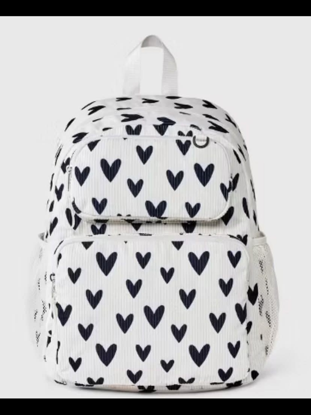 Cat & Jack Kids Heart Print Backpack - White With Black Hearts